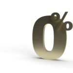 3D rendering of a wooden 0% sign